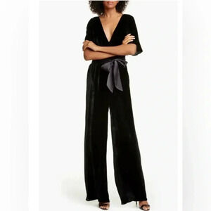Alice + Olivia Breanna velvet belted wrap  jumpsuit